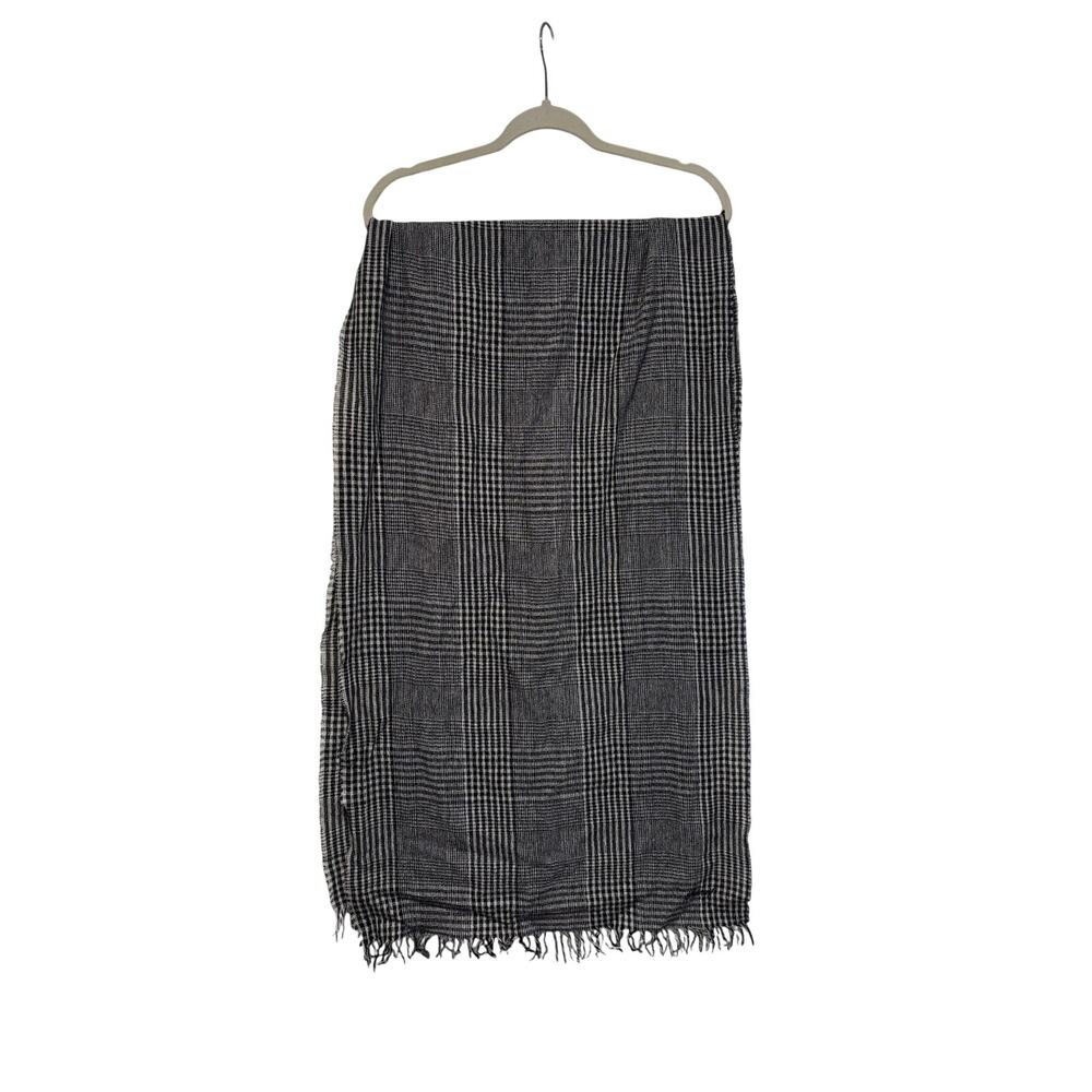 Brioni Men’s Gray Black Plaid Cashmere Silk Wool Fringe Scarf Luxury 35 x 22.5in - Picture 2 of 6